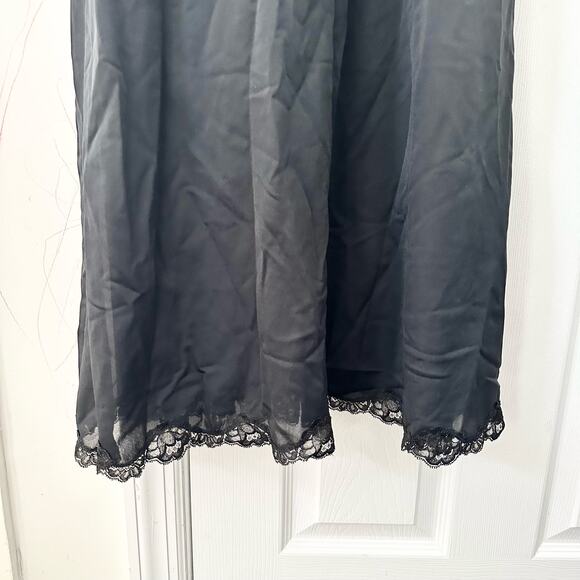 Hardy Amies Lux Lux England Designer Black Sheer Long Slip High Slit Lace Medium - Picture 10 of 14